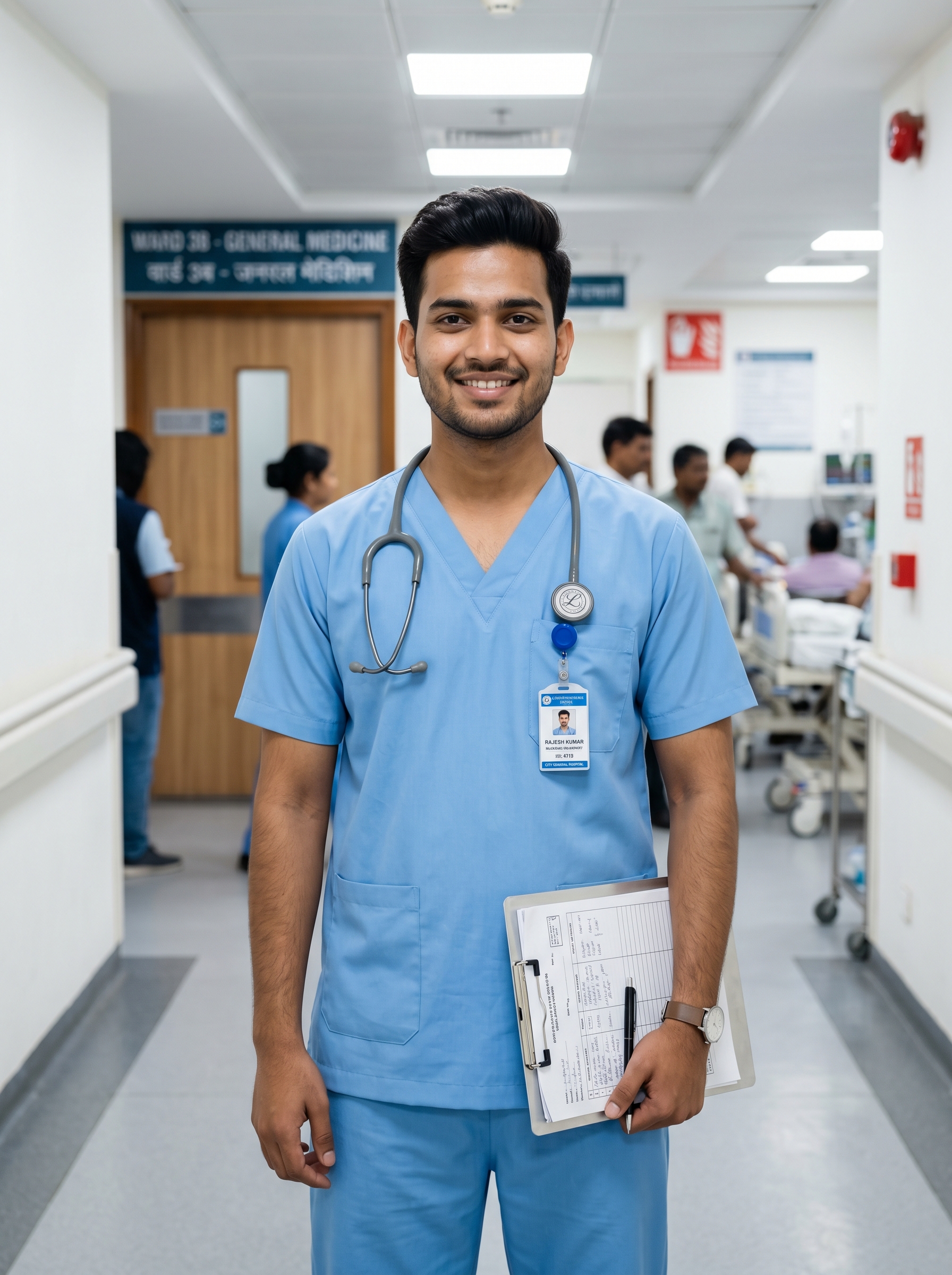 Nursing assistant helping patient