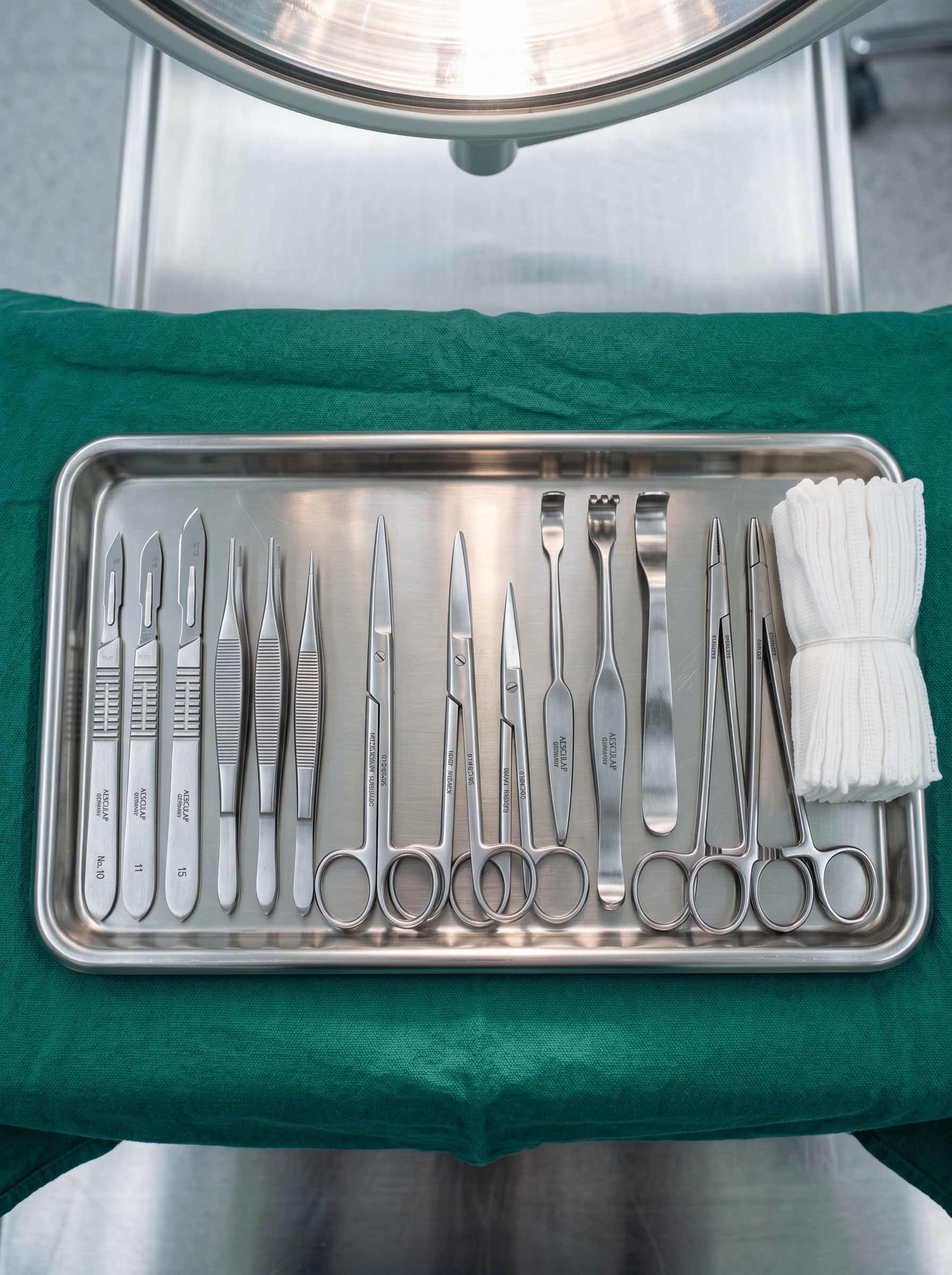 Surgical instruments on tray
