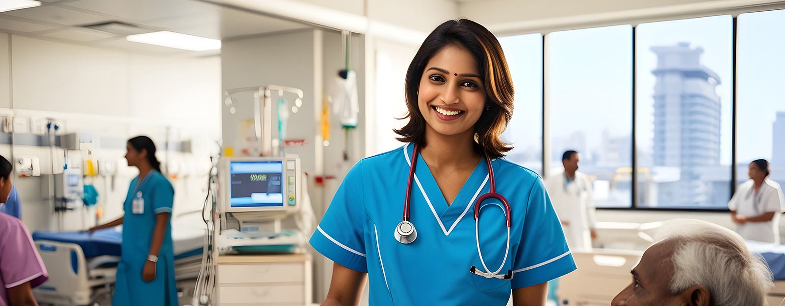 Students practicing patient care in GNM nursing course Thane